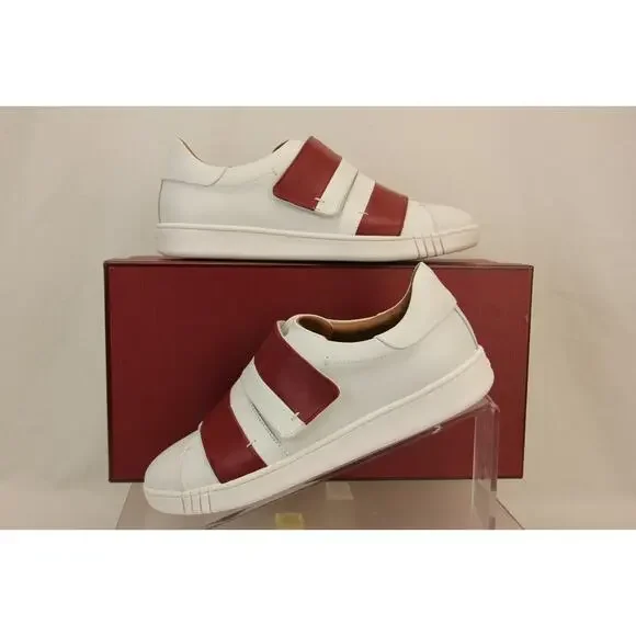 NIB BALLY WILLET WHITE RED LEATHER LOGO SWISS SNEAKERS 12 US 45 ITALY